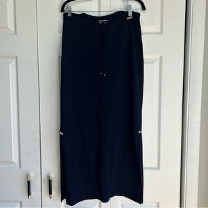 ST JOHN Sport Navy Blue Santana Knit Maxi Skirt